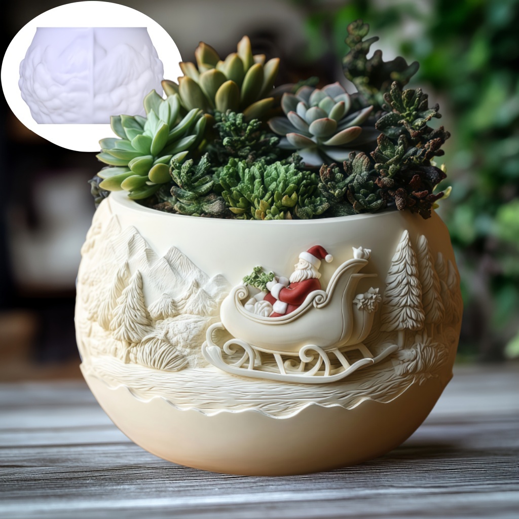 Potsticker Mold - Slitta di cedro Babbo Natale Rilievo